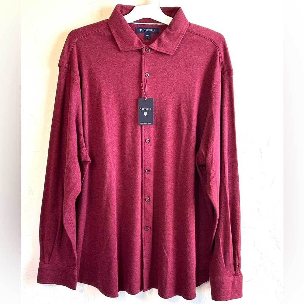 NWT Daniel Cremieux Burgundy Button Down Polo Long Sleeve Cotton Shirt Sz XXL